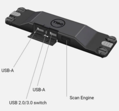 Dell Extended I/O Module (2× USB, čtečka čárových kódů) pro Latitude 12 Rugged Tablet